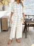 'Splendory' Collared Print Top and Pants Set - Celes Fashion